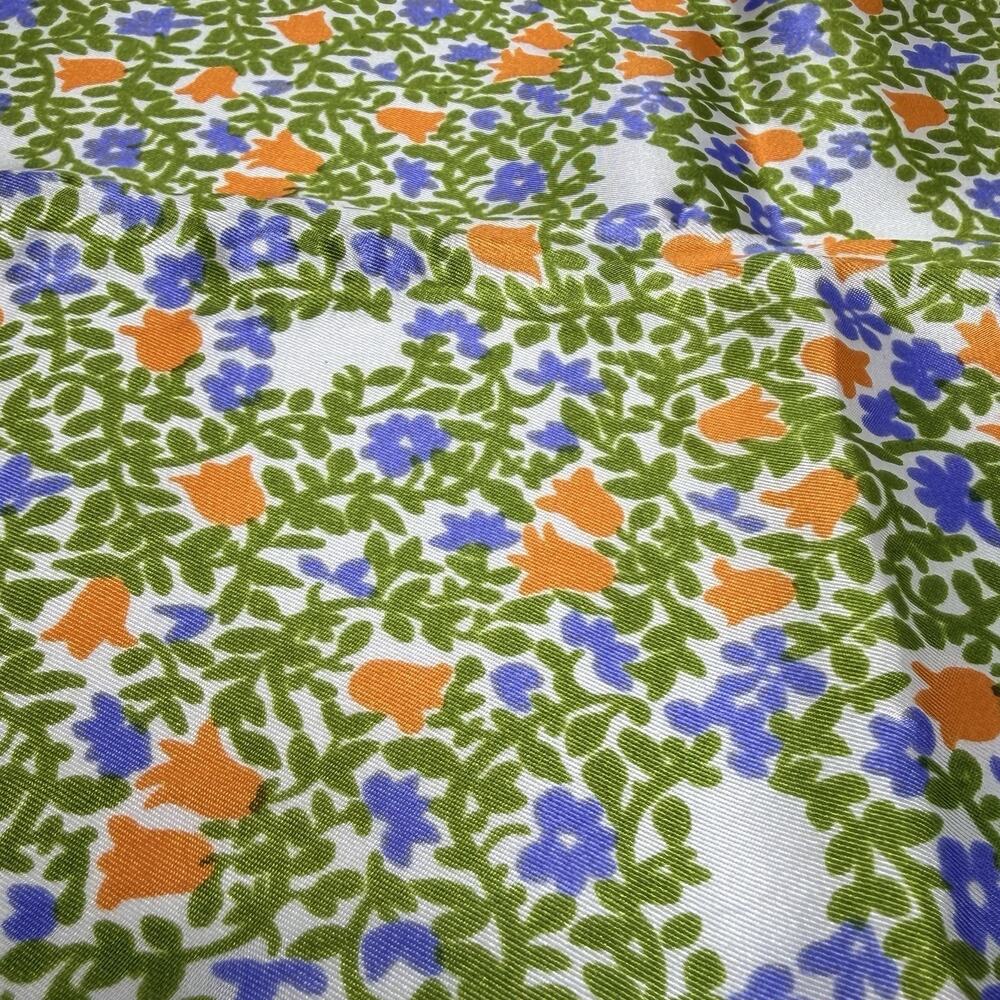 Vera Neumann Signed Scarf Orange Blue Green Orange Floral 28" 1960s Japan - Picture 4 of 5